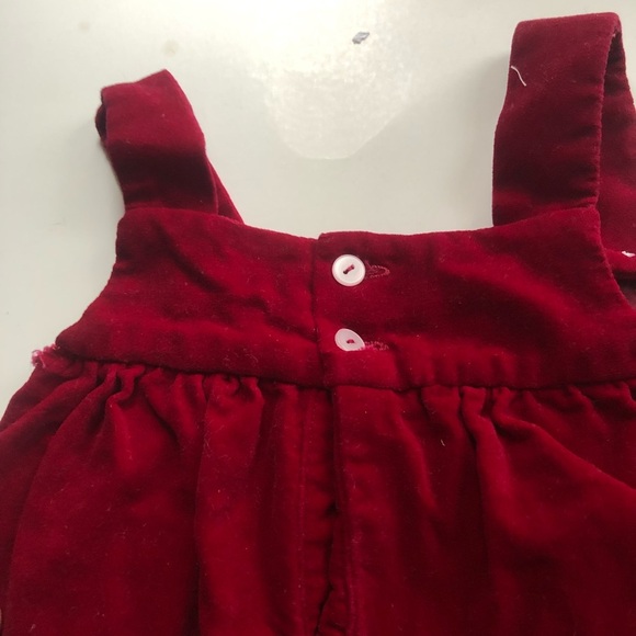 Kids vintage Red Embroidered velvet Dress - Picture 5 of 10